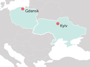 Mapa de Gdansk y Kiev