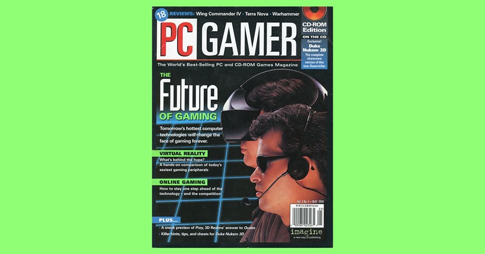 Omslagsbilde på PC Gamer fra mai 1996