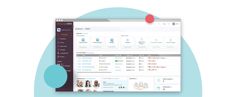 Screenshoot of LanguageWire's Content Platform
