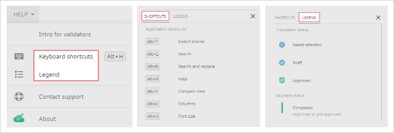 Smart Editor shortcuts under the Help menu