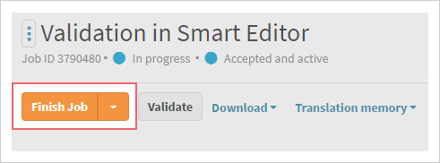 Finish job button on LanguageWire Content Platform