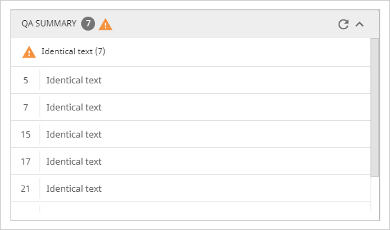 QA summary checker screen on Smart Editor