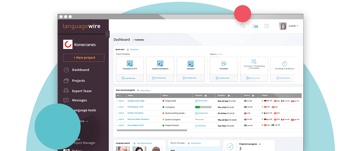 Delingua platform dashboard