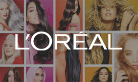 L'Oréal logo and models background