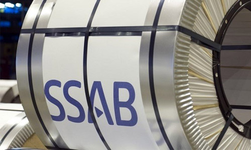 SSAB-logotyp på ett vindkraftverk