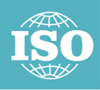 ISO badge, petroleum colored