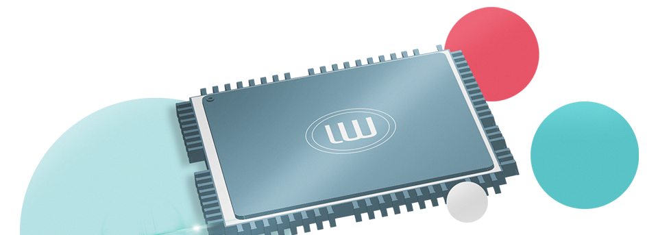 Illustration of a LanguageWire labeled computer chip