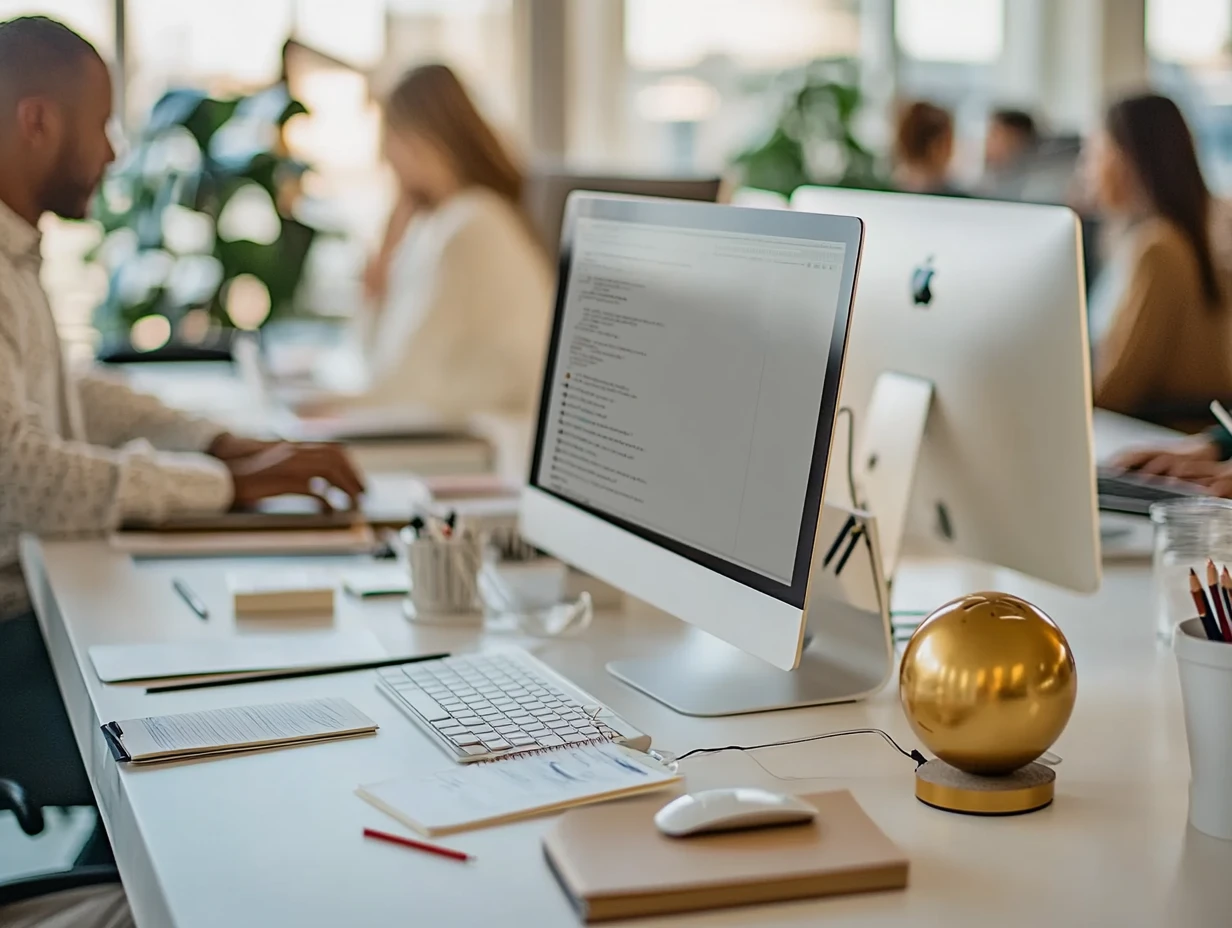Modern office with computers