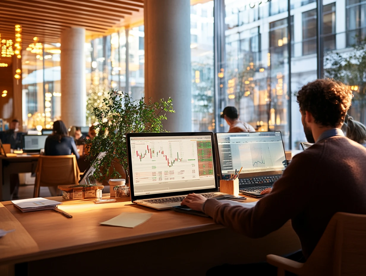 Man sitting at a desk, reviewing data