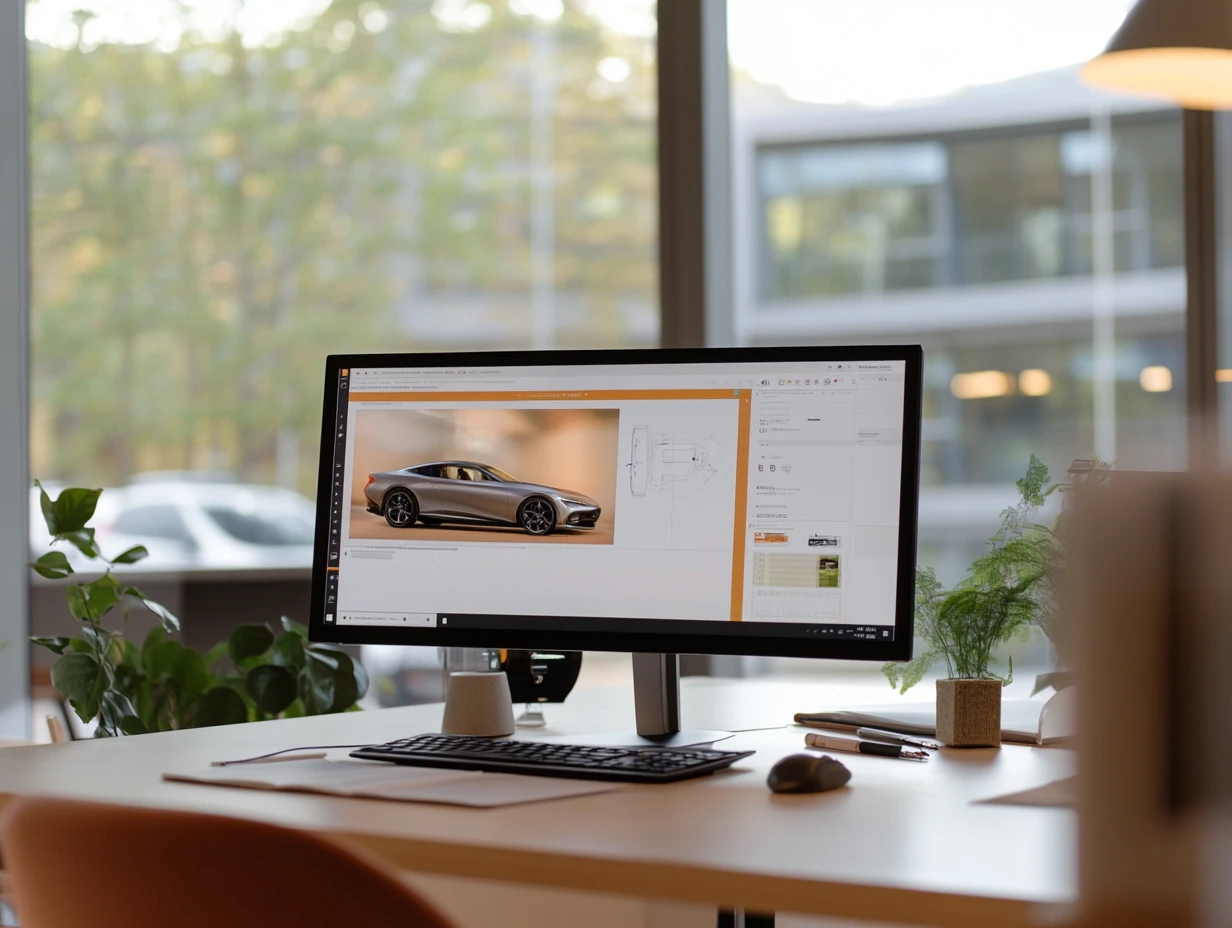 Car designs on a computer screen