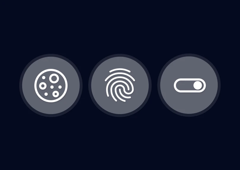 Image depicting security symbols: Cookie for cookie consent, a fingerprint ID and a toggle to accept or reject permissions.